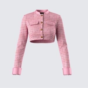 Pink Tweed Cropped Jacket